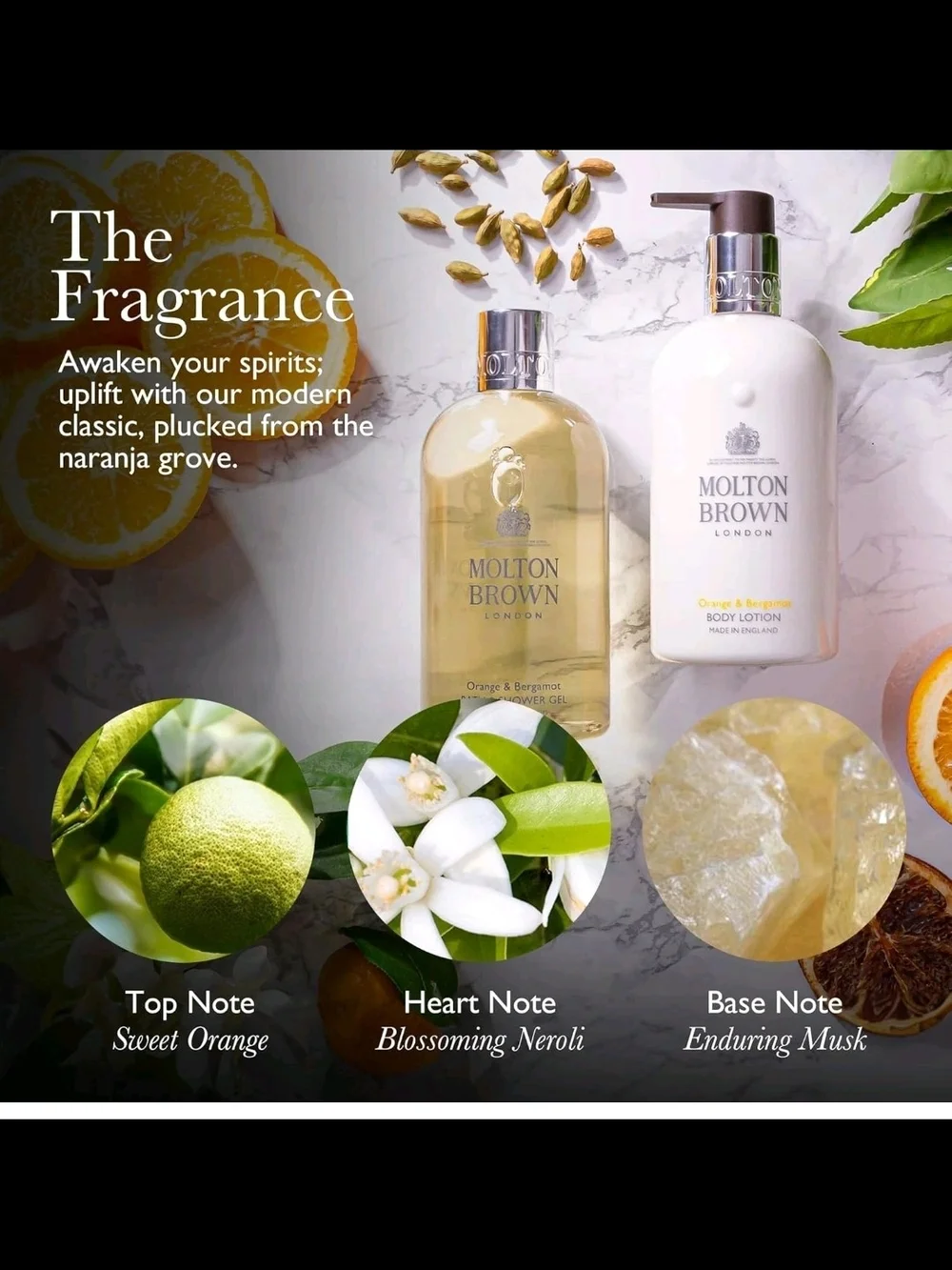 Molton Brown Orange Bergamot‎ Bath and Shower Gel 10 fl oz Neroli Musk body Wash